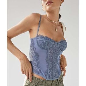 Urban Outfitters Blue Lace Corset Top